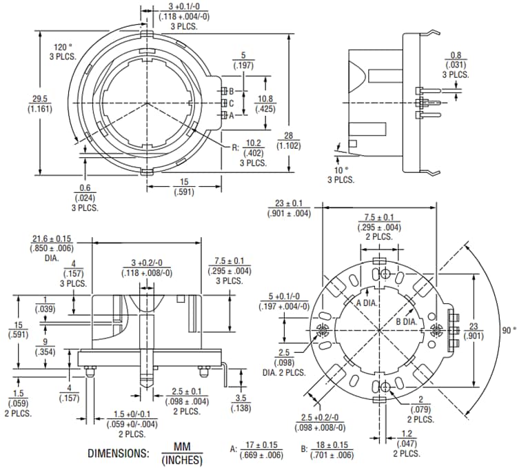 Bourns PER28 Long Life Incremental Ring Encoder